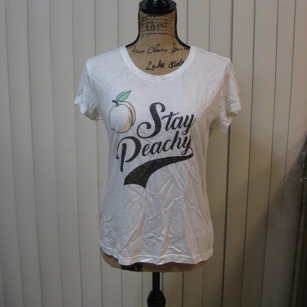 NWT Express white Stay Peachy graphic t shirt top XS extra small